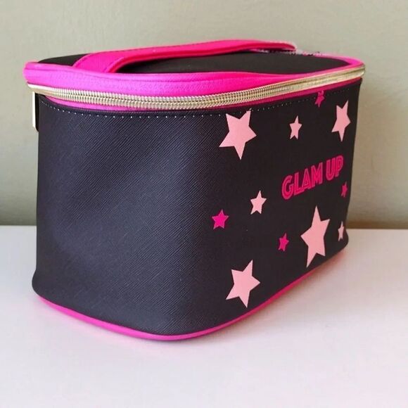 French Bull Black Pink Glam Up Large Cosmetic Travel Case Organizer NWT - Picture 4 of 16